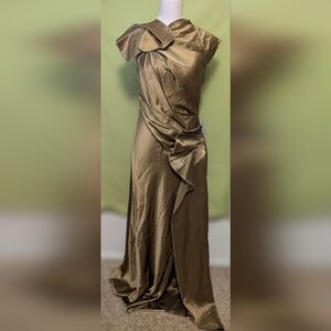 Elegant Brown Satin Evening Dress